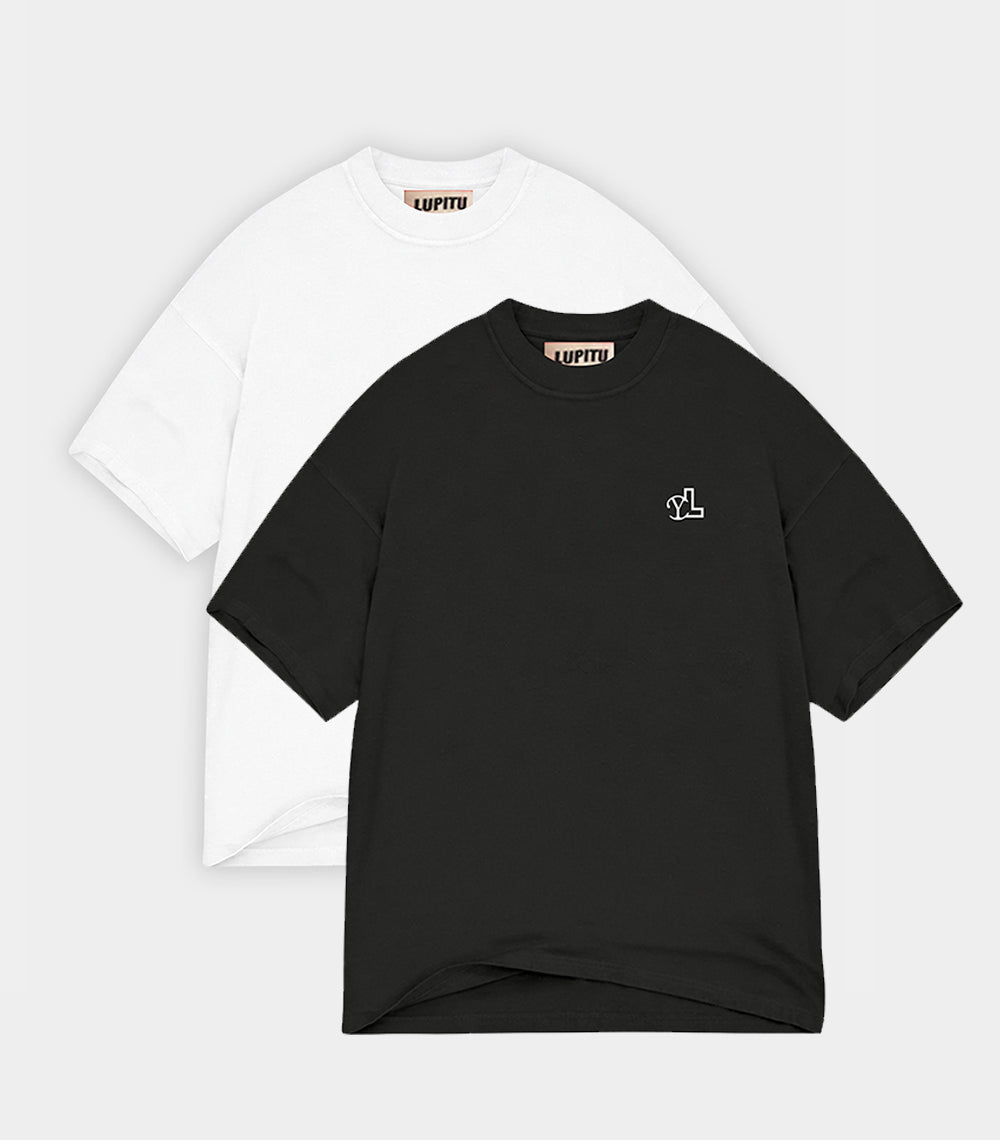 LUPITU MEN'S 2 PACK WHITE & BLACK TEES