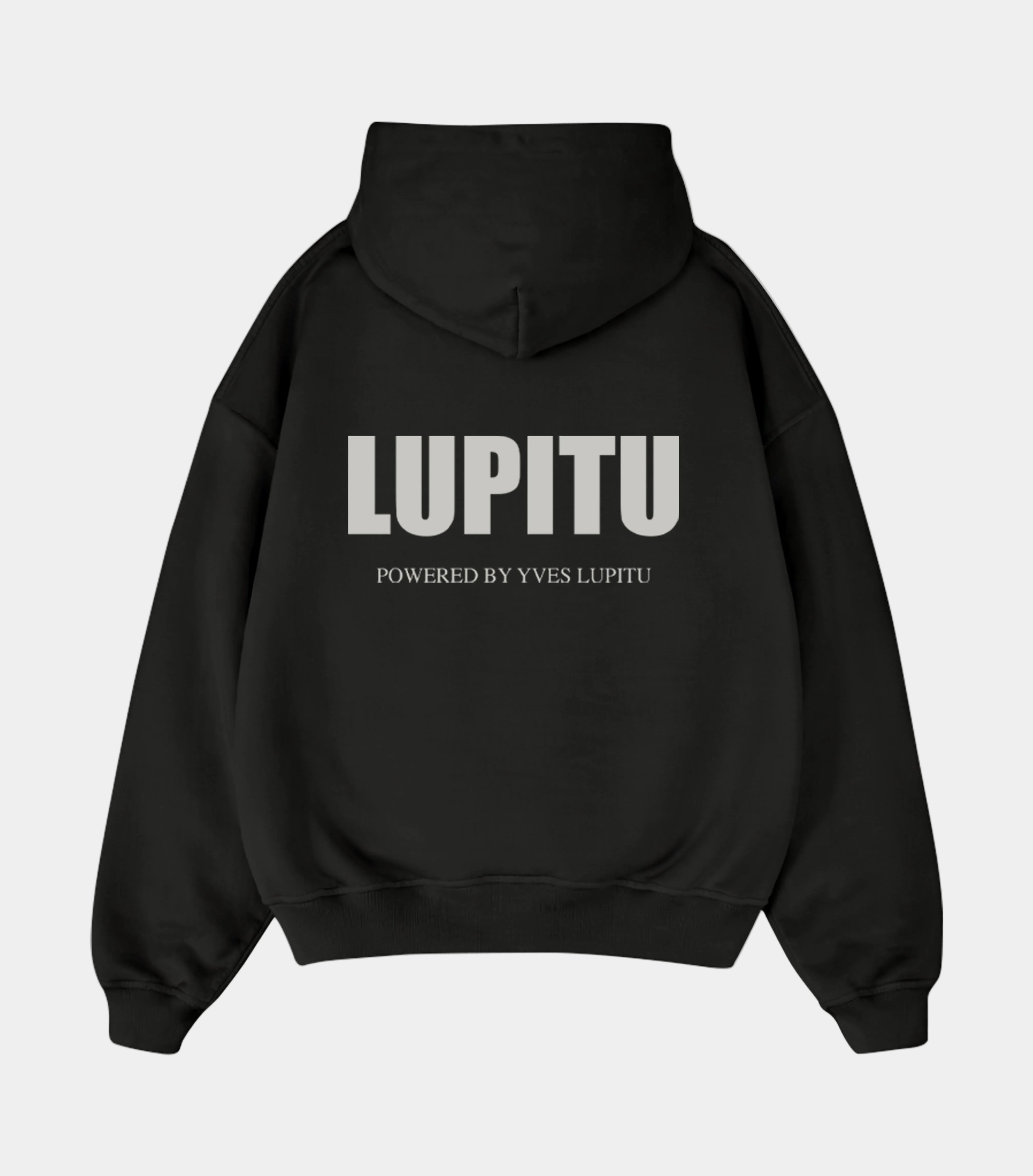 LUPITU ESSENTIALS POWERED BLACK GREY HOODIE