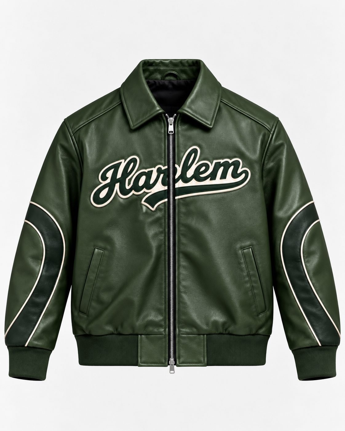 LUPITU GREEN HARLEM LEATHER JACKET