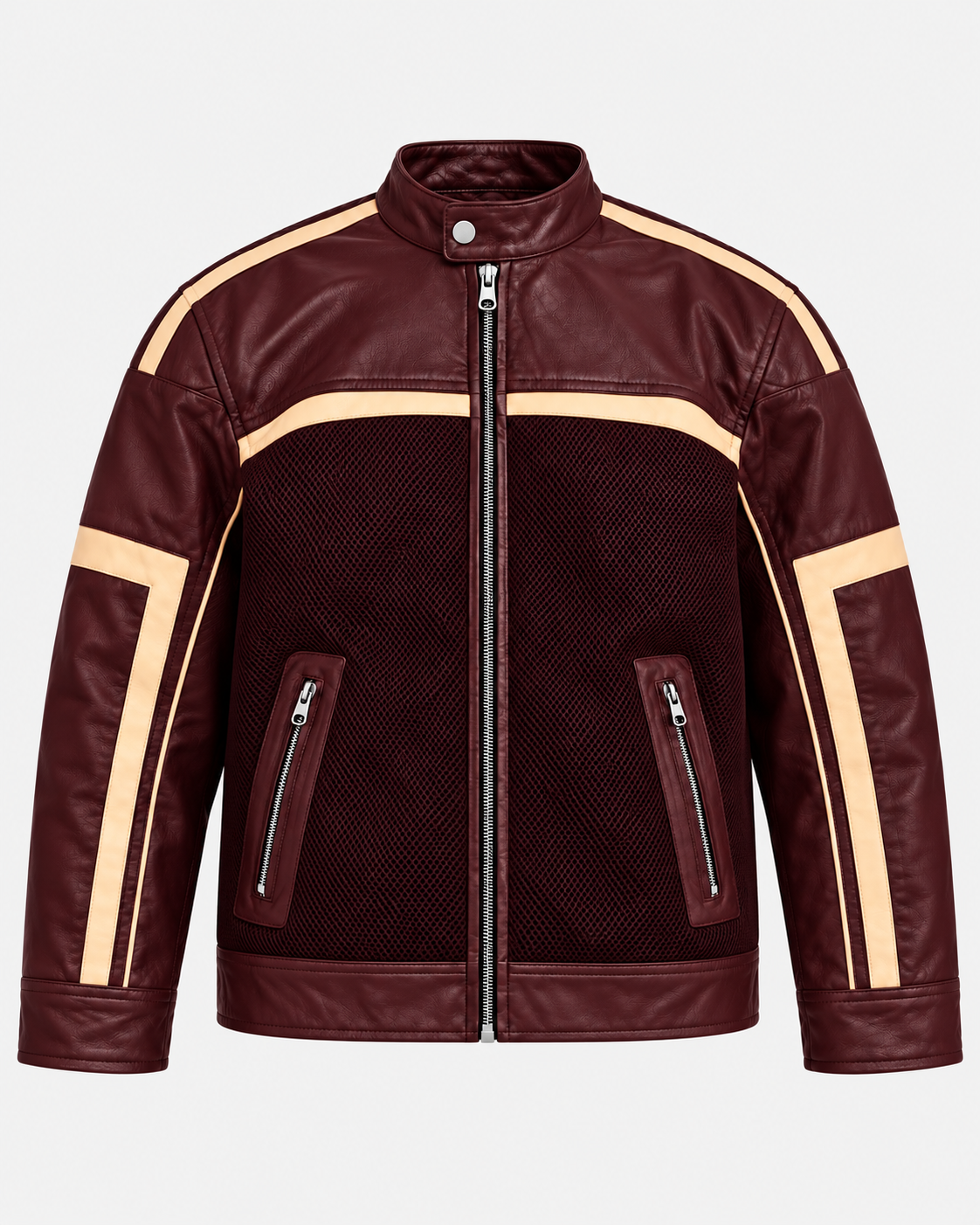 LUPITU RACING LEATHER JACKET BURGUNDY