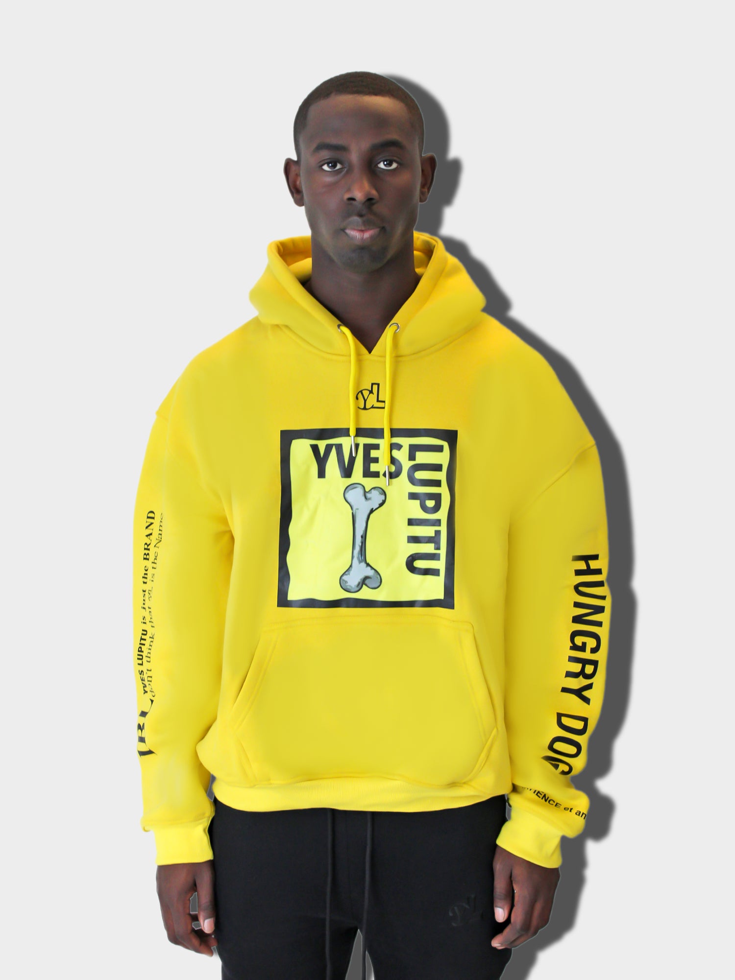 LUPITU MEN'S YELLOW HUNGRY DOG HOODIE