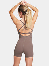 Eva Jumpsuit Short  LUPITU Brown