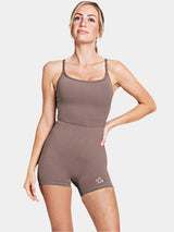 Eva Jumpsuit Short  LUPITU Brown