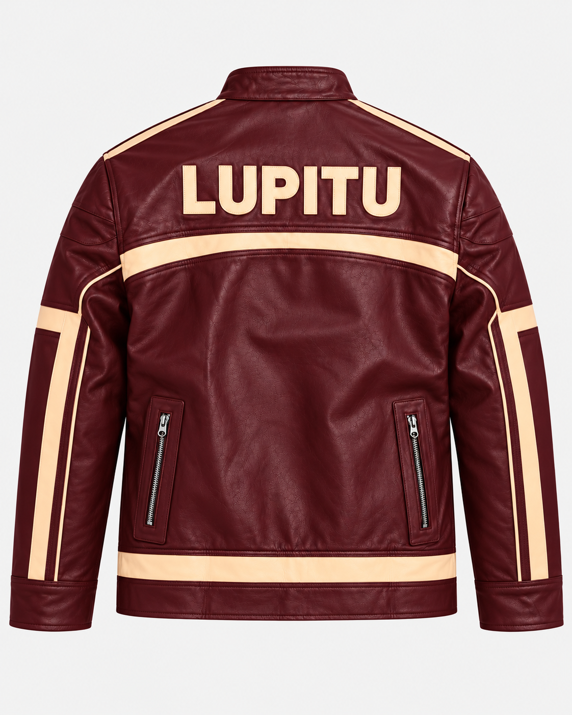 LUPITU RACING LEATHER JACKET BURGUNDY