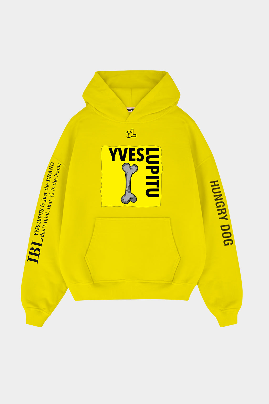 LUPITU MEN'S YELLOW HUNGRY DOG HOODIE