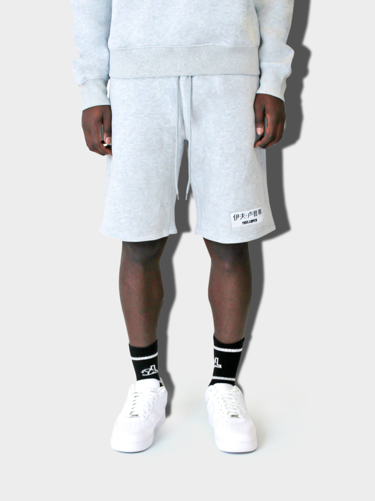 LUPITU MEN'S GREY CHINESE LOGO SHORT