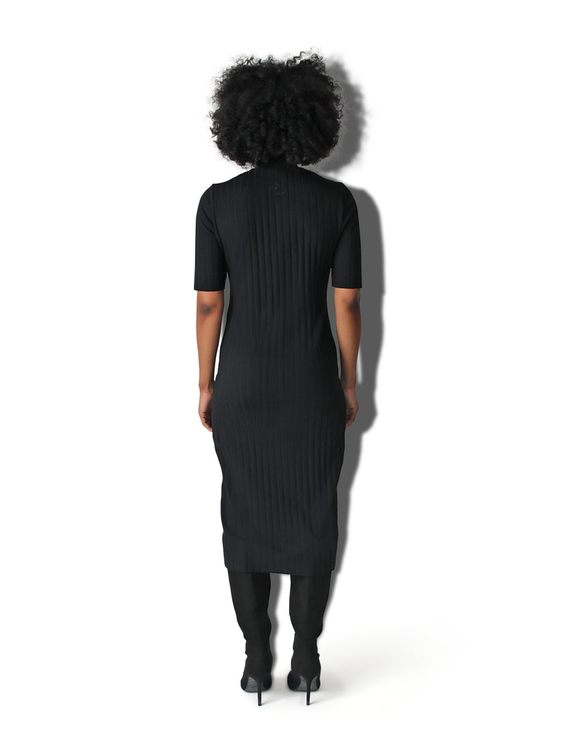 LUPITU LONG TRIP BLACK DRESS