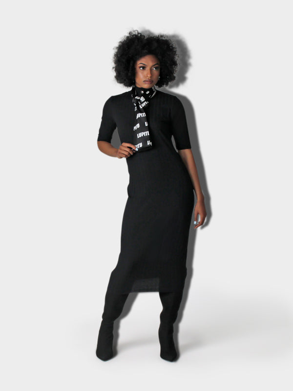 LUPITU LONG TRIP BLACK DRESS