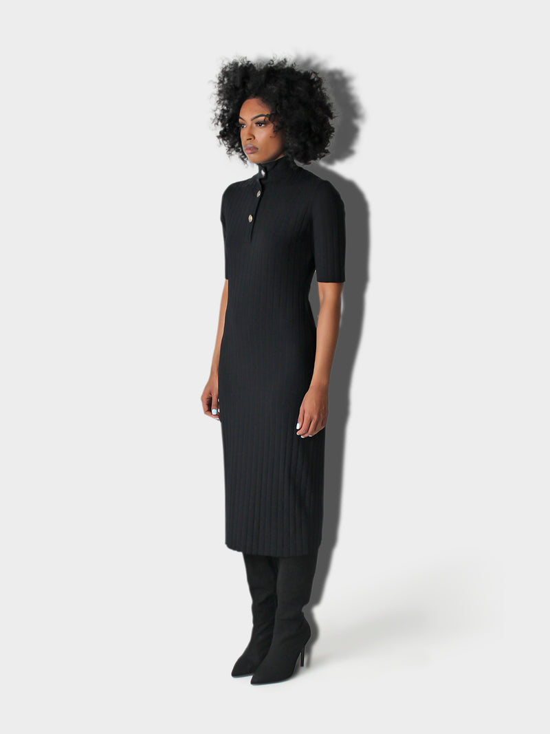 LUPITU LONG TRIP BLACK DRESS